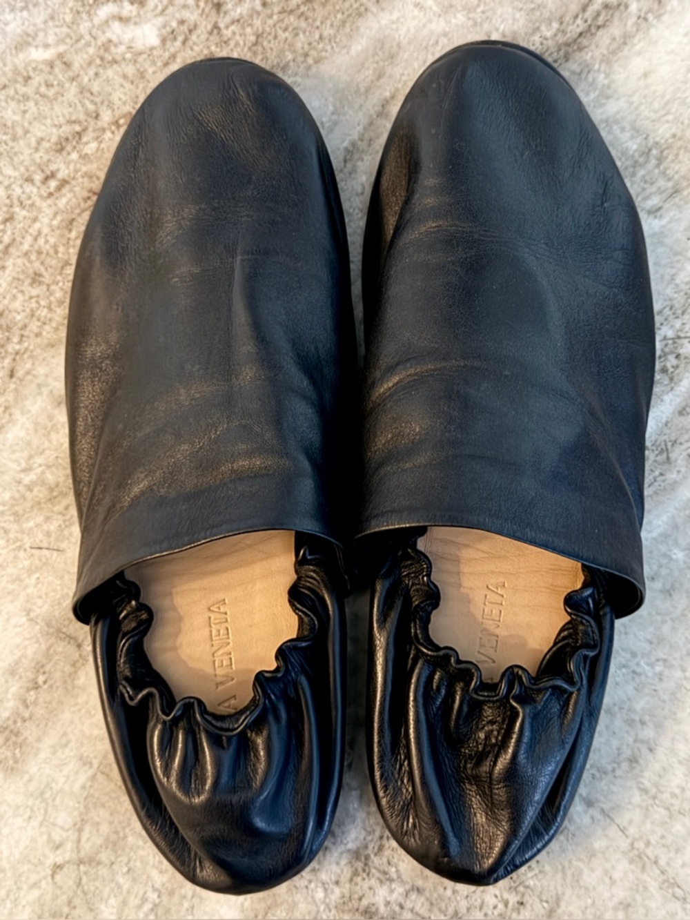 BOTTEGA VENETA Loafers Slippers 8.5 US / 41.5 Black Moccasins Collapsible Heel